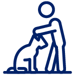 Human petting sitting dog icon
